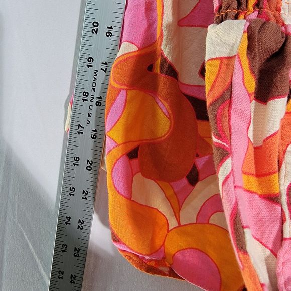 2 Pcs Ava & Viv Linen Blend 70’s Groovy Top & Bottom Orange Colorful Print XXL - Picture 8 of 10